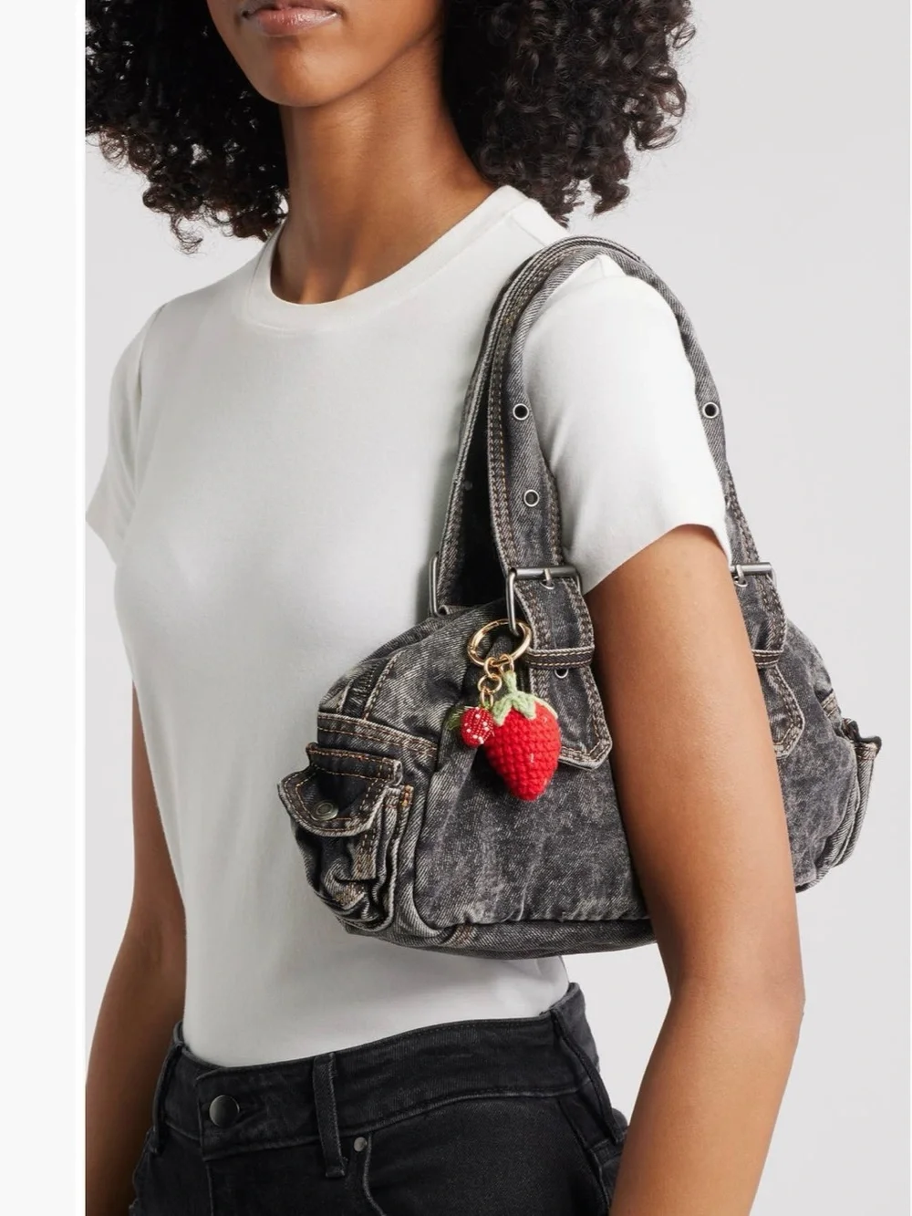 Strawberry Crochet Bag Charm – NWT Red Multi | Crochet & Beaded Keychain Charm 🍓
